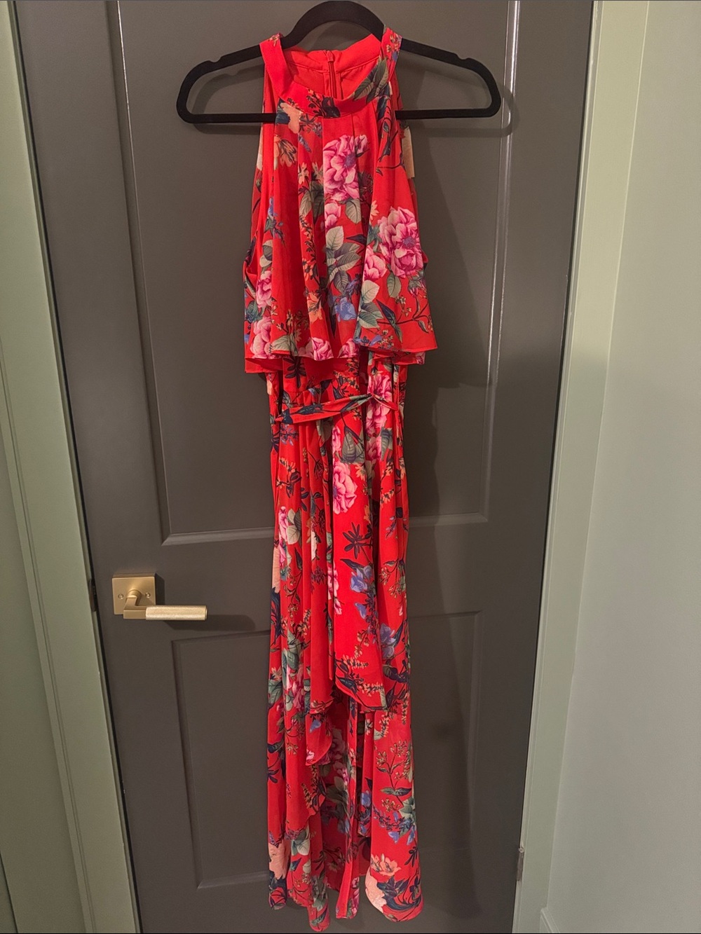 Eliza J Red Floral Midi Dress